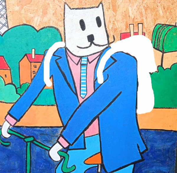 chat à cartable à vélo