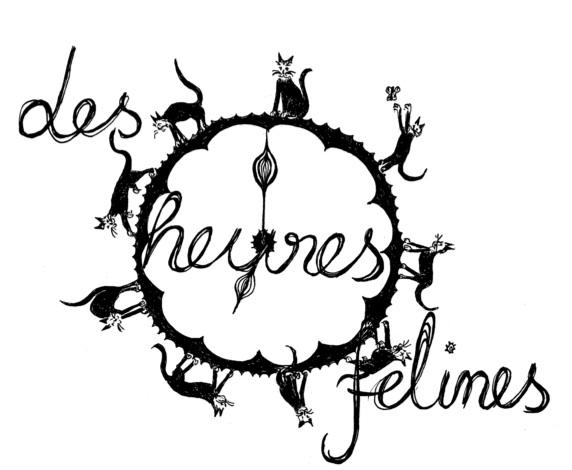 logo des heures félines avec une horloge pleine de chat-tes