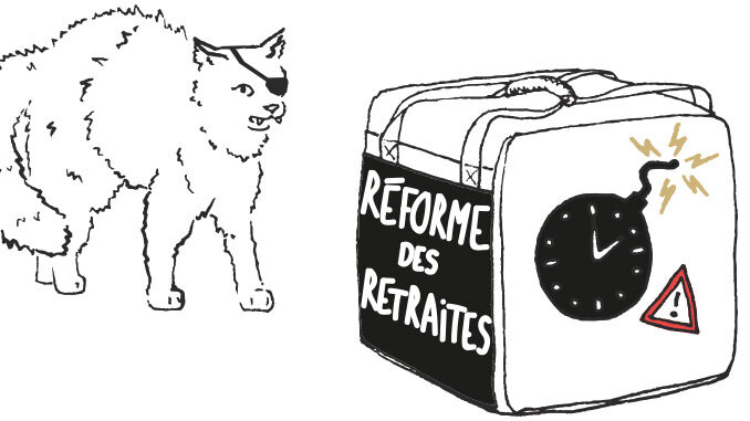 Chat qui fait le dos rond devant la réforme des retraites