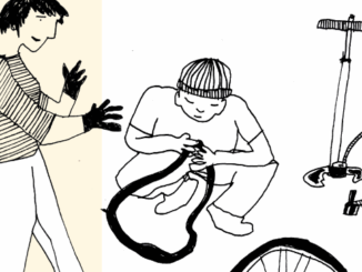 Illustration de personnes qui réparent ensemble un vélo