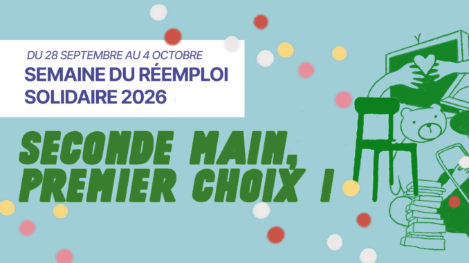 Joli empilement en dessin de tout un tas d'objets que l'on trouve en seconde main !